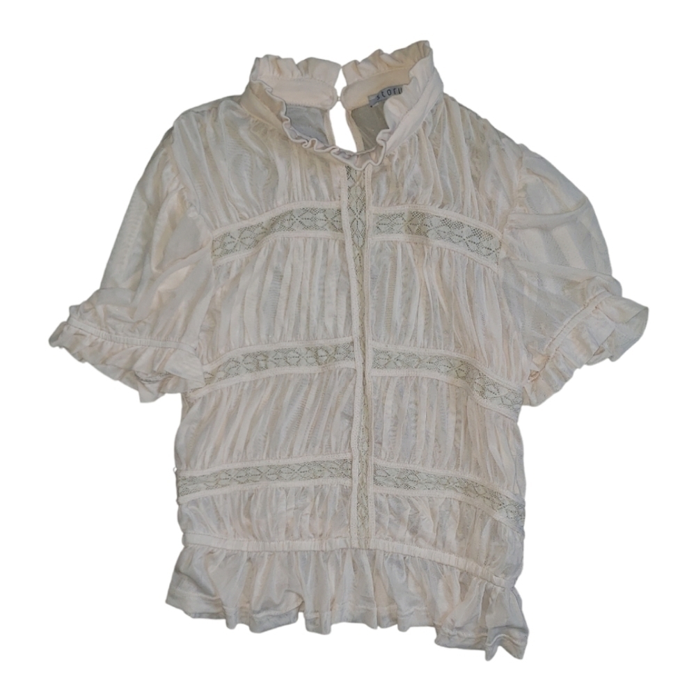 Story On Lace Pleated Ruffle Top Size M